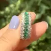 6.25ct Triple Row Oval Cut Green Sapphire Wedding Eternity Band