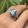 11ct Cushion Cut Aquamarine Engagement Ring