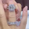 4ct Radiant Cut White Sapphire 2pcs Bridal Set