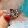 2.5ct Round Cut Lab Created Gemstone Engagement Ring with Three Rows Paved Diamonds