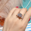 2.5ct Round Cut Lab Created Gemstone Engagement Ring with Three Rows Paved Diamonds