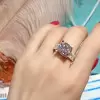 2.5ct Round Cut Lab Created Gemstone Engagement Ring with Three Rows Paved Diamonds