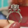 Flower Design 1.5 ct Brilliant Round Diamond Sterling Silver Engagement Ring