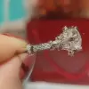 Flower Design 1.5 ct Brilliant Round Diamond Sterling Silver Engagement Ring