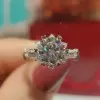 Flower Design 1.5 ct Brilliant Round Diamond Sterling Silver Engagement Ring