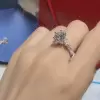 Flower Design 1.5 ct Brilliant Round Diamond Sterling Silver Engagement Ring