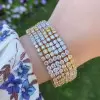 20ctw Three-Row Round Cut Statement Bracelet