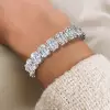 12ctw Emerald and Round Cut White Sapphire Bracelet