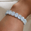 12ctw Emerald and Round Cut White Sapphire Bracelet