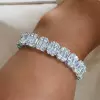 12ctw Emerald and Round Cut White Sapphire Bracelet
