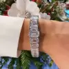 55ctw Emerald Cut White Sapphire Tennis Bracelet