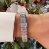 55ctw Emerald Cut White Sapphire Tennis Bracelet
