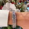 55ctw Emerald Cut White Sapphire Tennis Bracelet