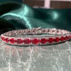 18ctw Cushion Cut Ruby Three-row Bracelet