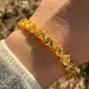16ctw Heart Cut Yellow Sapphire Tennis Bracelet in Gold Tone