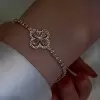 Pear&Round Cut White Sapphire Four-Leaf Clover Design Bracelet