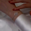 Pear&Round Cut White Sapphire Four-Leaf Clover Design Bracelet
