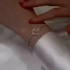 Pear&Round Cut White Sapphire Four-Leaf Clover Design Bracelet