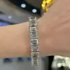 60ctw Emerald Cut White Sapphire Tennis Bracelet
