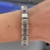 60ctw Emerald Cut White Sapphire Tennis Bracelet