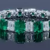 Luxury Emerald Cut Green Sapphire Bracelet