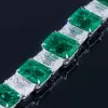 Luxury Emerald Cut Green Sapphire Bracelet