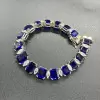 40ctw Emerald Cut Blue Sapphire Tennis Bracelet