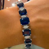 40ctw Emerald Cut Blue Sapphire Tennis Bracelet