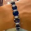40ctw Emerald Cut Blue Sapphire Tennis Bracelet