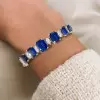 40ctw Emerald Cut Blue Sapphire Tennis Bracelet