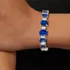 40ctw Emerald Cut Blue Sapphire Tennis Bracelet