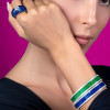 Princess Cut Emerald/ Blue Sapphire Bangle Bracelet
