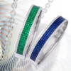 Princess Cut Emerald/ Blue Sapphire Bangle Bracelet