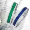 Princess Cut Emerald/ Blue Sapphire Bangle Bracelet