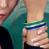 Princess Cut Emerald/ Blue Sapphire Bangle Bracelet