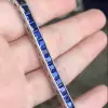 22.5ctw Princess Cut Blue Sapphire Tennis Bracelet