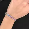 12.6ctw Princess Cut Rainbow Sapphire Tennis Bracelet
