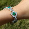 32ctw Princess cut Emerald Two Tone Flower Bracelet
