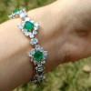 32ctw Princess cut Emerald Two Tone Flower Bracelet