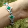 32ctw Princess cut Emerald Two Tone Flower Bracelet