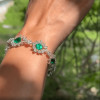32ctw Princess cut Emerald Two Tone Flower Bracelet