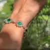 32ctw Princess cut Emerald Two Tone Flower Bracelet