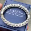 30ctw Round Cut White Sapphire Tennis Bangle Bracelet