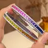 14ctw Rainbow Sapphire Tennis Bangle Bracelet
