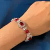39ctw White Sapphire and Ruby Vintage Bracelet