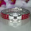33ctw Ruby Three Row Bracelet