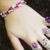 Art-Deco 18ctw White Sapphire and Ruby Bracelet
