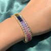 Emerald Cut Rainbow Color Sapphire Tennis Bracelet