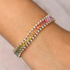 Emerald Cut Rainbow Color Sapphire Tennis Bracelet