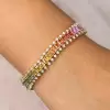 Emerald Cut Rainbow Color Sapphire Tennis Bracelet